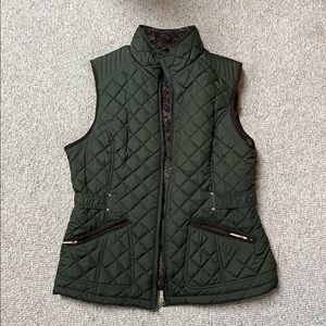 Quilted army green fur lined vest